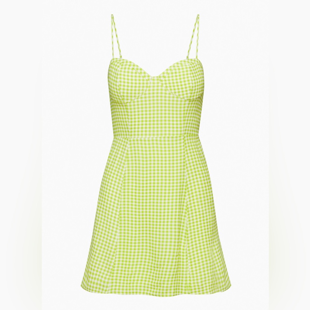 Aritzia Sunday Best Viola Lime Gingham Mini Dress